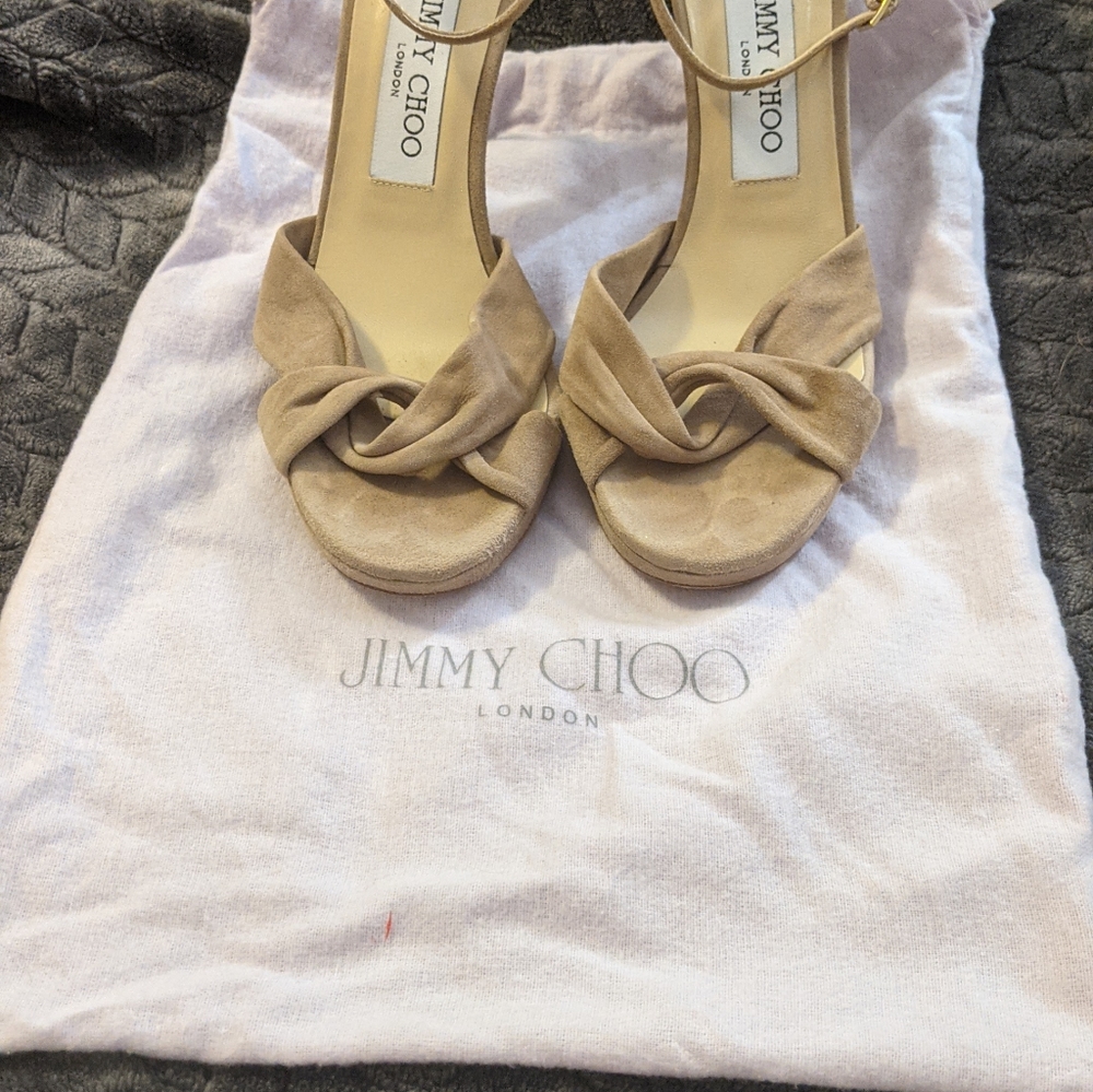 Jimmy Choo Marion Nude Suede Sandal
